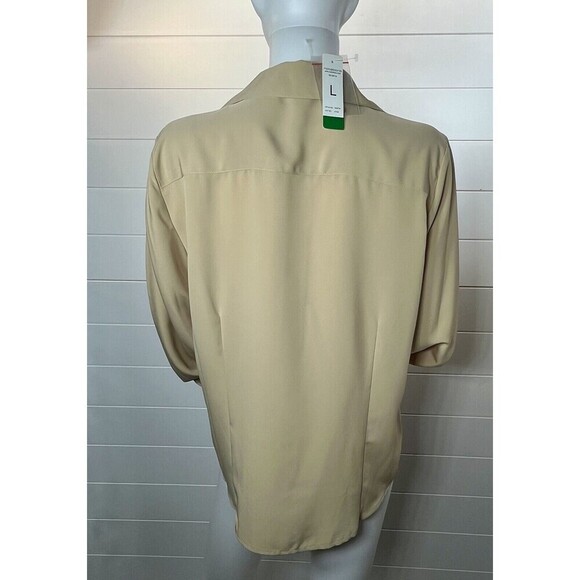 Notations Y2K NWT Button Up Shirt Blouse L Tan - Picture 4 of 10